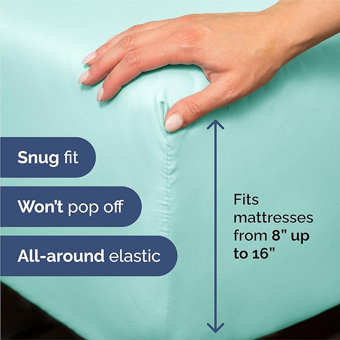 King Size 4 Piece Sheet Set - Comfy Breathable & Cooling Bed Sheets Set - Hotel Luxury Bedding for Women, Men, Kids, Teens, Boys & Girls - Deep Pockets, Ultra-Soft, Wrinkle Free - Oeko-Tex - Spa Blue