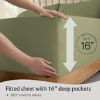 LuxClub 6 PC Queen Sheet Set, Breathable Luxury Bed Sheets, Deep Pockets 18" Eco Friendly Wrinkle Free Cooling Sheets Machine Washable Hotel Bedding Silky Soft - Olive Queen