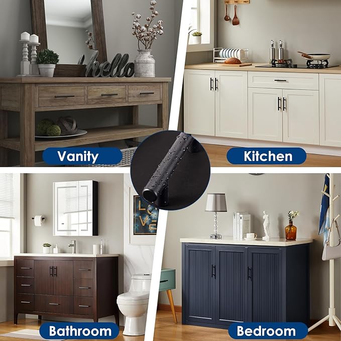 HBL' 20 Pack | 3 Inch Center to Center Matte Black Cabinet Pulls Kitchen Cabinet Handles,Made of Stainless Steel,Ideal for Cabinet,Drawer,Cupboard and Wardrobe.