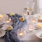 24pcs Assorted Ribbed Votive Candle Holders, Clear Tea Lights Candle Holder for Wedding Decorations, Glass Candle Holder for Table Centerpiece, Party and Holiday Decorations