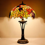 Tiffany Table Lamp Maple Leaf Stained Glass Desk Lamp 16X16X24 Inches Reading Light