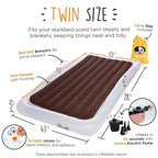 The Shrunks Twin Air Mattress Travel Bed for Kids and Adults with Pump Portable Inflatable Mattress Cot for Families Single Blow Up Air Bed for Travel, Camping, Sleepovers, or Home Twin Size Floor Bed