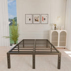 ALDRICH Metal Bed Frame Queen Size - 16 Inch Tall Black Basic Steel Slats Platform, Easy Assembly Heavy Duty Noise Free Bedframes, No Box Spring Needed