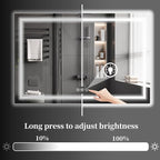 Koonmi 40x60 LED Bathroom Mirror, Backlit + Front Lit, LED Bathroom Mirror with Lights for Wall, 3 Colors, Anti-Fog, Dimmable Brightness, Memory Function, Tempered Glass
