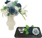 Artificial Fake Flowers 25pcs Roses, Shade of Blue Foam Rose Faux Flower for DIY Wedding Bouquets Bridal Shower Centerpieces Floral Arrangements Party Tables Home Decorations