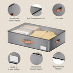 Under bed Storage With Wheels,Large Capacity 7.5 inches Height Storage Bins,Rolling Under bed Shoe Storage Containers,Under bed Storage Drawers for clothes & blankets