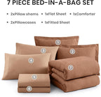 Monbix Queen Comforter Set - 7 Pieces Cationic Dyeing Autumn Leaf Bed in a Bag Queen Bedding Sets with Comforter, Sheets, Pillowcases & Shams, Reversible Bedding Comforters Sets