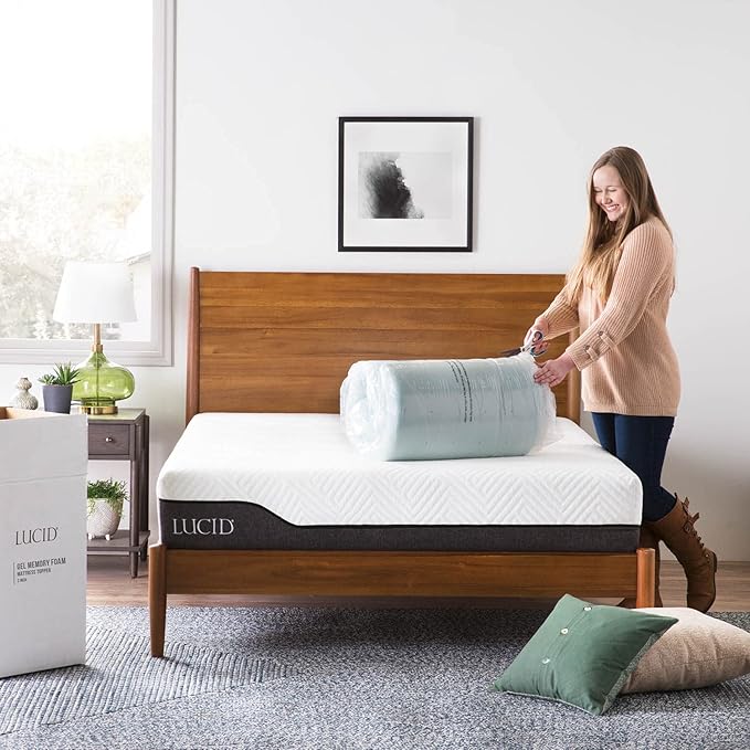 LUCID 3-inch Ventilated Gel Memory Foam Mattress Topper - King