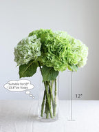 4pcs 21" Faux Dark Green Hydrangeas Artificial Flowers, Real Touch Silk Hydrangea Flowers with Stems for Bridal Wedding Bouquet Party Home Decor