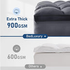 California King Mattress Topper Extra Thick Pillowtop Cooling Mattress Topper Plush Mattress Pad Cover Protector with 8-21 Inch Deep Pocket 3D Snow Down Alternative Fill Grey