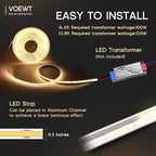 COB LED Strip Lights Warm White 3000K,32.8ft 24V High CRI 95Ra+ Super Bright, Flexible Tape Lights for Bedroom,Mirror,Kitchen Cabinet, Living Room(Power Supply Not Included)
