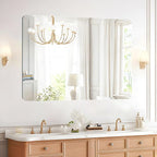 Frameless Bathroom Mirror for Over Sink,Wall Mounted Vanity Mirrors 15x15in,Rounded Rectangle Mirror Frameless with Polished Edge for Bedroom,Living Room,Entryway,Shatterproof (Horizontal/Vertical)