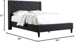 Home Life Linen Upholstered Platform Bed - Cloth Platform Bed with 51 Tall Headboard - Durable Wooden Slat Design - Easy to Assemble - Mattress Support - No Box Spring Needed - Full Size, Black