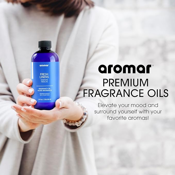 AROMAR Premium Fragrance Oil - Essential Oil for Diffusers & Home Aromatherapy - Fresh Linens 8oz