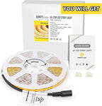 EMITEVER COB LED Strip Lights Warm White, 24V 2700K Tape Light Premium High Density 25ft, 300+Lumens/ft, 3600LEDs/Spool, Ra 90+, 3W/ft, UL Listed 5 Year Warranty (Power Supply Sold Separately)