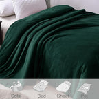 Exclusivo Mezcla Fleece Blanket Twin Size for Bed, Super Soft and Warm, All Season Use, Cozy, Plush, Lightweight, 90x66 Inches, Forest Green