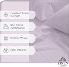 Linen Home 100% Cotton Percale Sheets California King Size, Iris Lilac, Deep Pocket, 4 Pieces Set - 1 Flat, 1 Deep Pocket Fitted Sheet and 2 Pillowcases, Crisp Cool and Strong Bed Linen