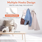 Coat Rack Wall Mount, Coat Hook Wall Mount, Wall Hooks for Hanging, Hat Rack for Walls, Coats Hanger with 12 Hook, Towel Hooks for Bathrooms (1 Pack, Silver)
