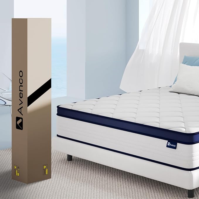 Avenco 10 Inch Twin Size Mattress, Individual Pocket Spring Mattresses for Pressure Relief & Motion Isolation, CertiPUR-US Certified, Small Box