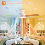 addlon Ceiling Fans with Lights, 42 Inch Low Profile Kids Ceiling Fan, Girl's Fan with Remote, Reversible, 3CCT, Dimmable, Quiet, Pink Small Ceiling Fan for Kids Room, Bedroom Indoor/Outdoor Use
