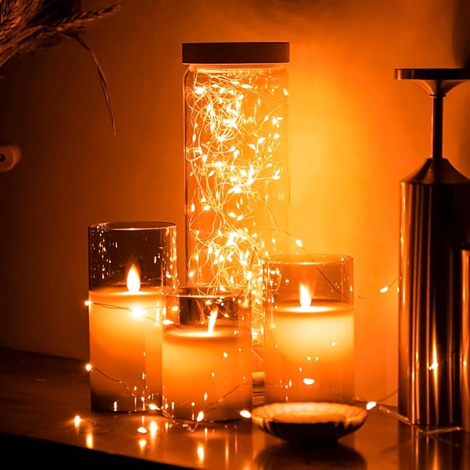 6 Pack Orange Fairy Lights Battery Operated String Lights, 7ft 20 Led Mini Lights, Waterproof Silver Wire Starry for Mason Jars DIY Wedding Party Bedroom Christmas