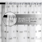 MYSKY HOME Grey Curtains for Bedroom Windows 2 Panels Pom Pom Sheer Curtains 84 Inch Long for Living Room Nursery Kids Room Rod Pocket Boho Farmhouse Dining Room Window Drape 52 x 84 inch