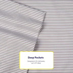 Queen Sheets Stripe Grey - 6 Piece 1500 Supreme Collection Fine Brushed Microfiber Deep Pocket Queen Sheet Set Bedding - 2 Extra Pillow Cases, Great Value, Queen, Classic Stripe Gray