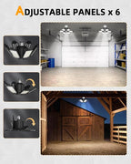 Adiding LED Garage Light, Bright 10000 Lumen LED Workshop Basement Lighting Fixture with Adjustable Spotlight and 6 Deformable Panels fit for E26 E27 Bulb Socket for Warehouse Attic Cellar Workspace