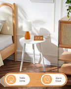 Apicizon Small Round Side Tables End Table Bedroom, White Nightstand Bedside Table for Living Room, Coffee Table with White Wood Legs, 16.5 x 20.5 Inches