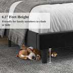 Allewie Full Bed Frame/Velvet Upholstered Bed Frame with Vertical Channel Tufted Headboard/Strong Wooden Slats/Platform Bed Frame/Mattress Foundation/Box Spring Optional/Easy Assembly/Black