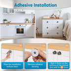 Self Adhesive Drawer Knobs, 4 Pack Self Stick Door Pull Handles, Zinc Alloy No Drilling Cabinet Knobs for Drawer, Closet, Window, Dresser, Sliding Barn/Glass Shower/Balcony Door (4, Grey)