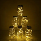 Decorman Solar Mason Jar Lid Lights, 6 Pack 10 LED Waterproof String Fairy Star Firefly Jar Lids Lights for Patio Garden Yard Lawn Party Wedding Christmas Decoration(Jars & Hangers Not Included)