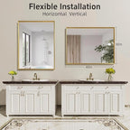 40x30 Inch Gold Bathroom Mirrors for Over Sink, Wall Mounted Mirror for Vanity Sink, Framed Wall Mirror, Rectangular Mirrors for Bathroom,Living Room, Bedroom Horizontal/Vertical