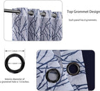 BONZER Mix and Match Curtains - 2 Pieces Branch Print Sheer Curtains and 2 Pieces Blackout Curtains for Bedroom Living Room Grommet Window Drapes, 54x95 Inch/Panel, Indigo, Set of 4 Panels