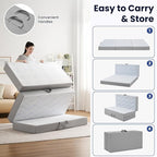 Foldable Mattress Queen 4 inch -Portable White Memory Foam Folding Matress with Washable Cover for Camping Travel Guest Room Home Use-Non-Slip&Easy Storage