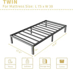 ALDRICH 10 Inch Metal Twin Bed Frame - Single Black Basic Steel Slats Platform, Easy Assembly Heavy Duty Noise Free Bedframes, No Box Spring Needed