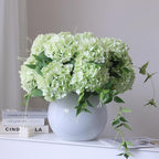 4pcs 21" Faux Green Hydrangeas Artificial Flowers, Real Touch Silk Hydrangea Flowers with Stems for Bridal Wedding Bouquet Party Home Decor