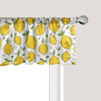 Ambesonne Lemons Window Valance Pack of 2, Continuous Citrus Fruits Leaves Refreshing Cartoon Pattern, Rod Pocket Curtain Valances for Kitchen Bedroom, 42" X 18", Lime Green Earth Yellow