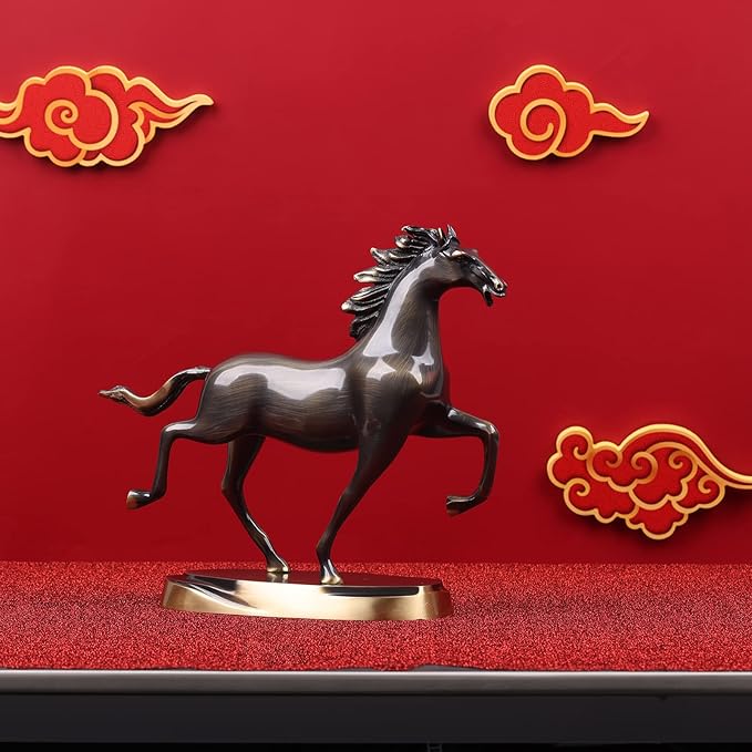 Brass Running Horse Statue Handmade Horse Figurines, Scandinavian Luxury Office Living Room Decor Horse Art Sculpture Animals - For Desktop Coffee Table Shelves Entrance Tables Fireplaces Decor