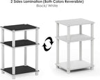 Furinno JUST Side Table, 3-Tier End Table, Open Shelves Night Stand, Bedside Table, Toolless Assembly, for Living Room, Bedroom, Bathroom, White(Espresso)