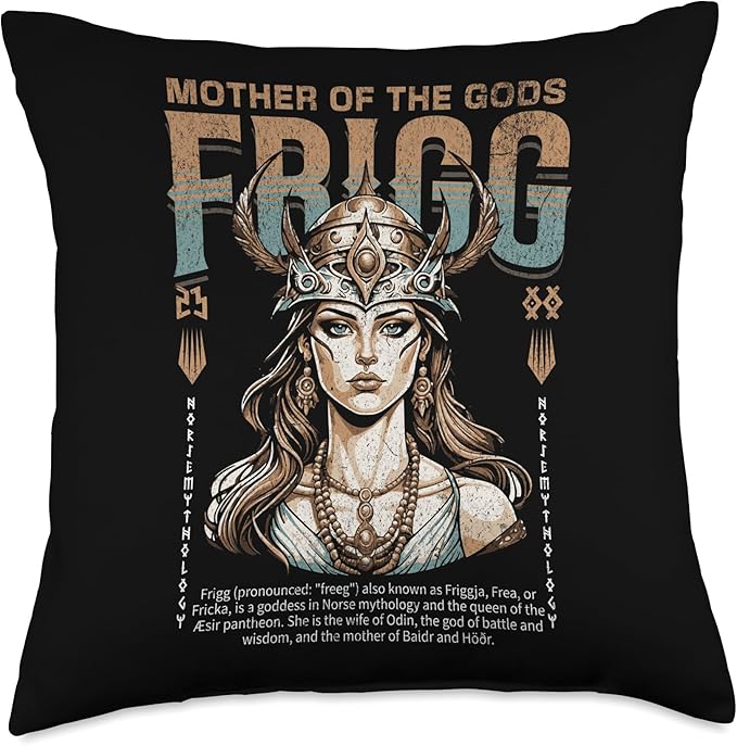 Nordic Vikings Legends Old Norse Mythology Gods Frigg Nordic Scandinavian Legends Old Norse Mythology Gods Throw Pillow, 18x18, Multicolor