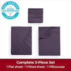 Mellanni Twin Sheets Set - 3 PC Iconic Collection Bedding - Hotel Luxury, Extra Soft, Cooling Bed Sheets - Wrinkle, Fade, Stain Resistant (Twin, Purple)