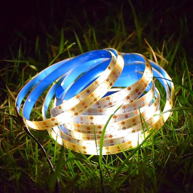 Solar LED Strip Lights Outdoor Solar Powered Rope Light Waterproof 10FT Cuttable Tape Lighting with 8 Modes for Christmas, Fence, Outside, Stair, Step, Yard, Pool, Camping, Party, 1 Pack
