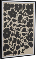 Bloomingville Wood Framed Textured Paper Wall Décor with Flowers