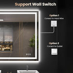 48"X32" LED Bathroom Mirror with Front Lights and Backlit, Anti-Fog, Dimmable, Shatter-Proof Tempered Glass, Lighted Bathroom Vanity Mirror for Wall with 3 Colors, Memory Function