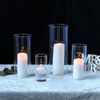 PHOSPHOR 24 PCS Glass Candle Holder - Hurricane & Pillar Candle Holder, Clear Glass Cylinder Vase for Centerpieces, Wedding & Party Decoration