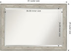 Amanti Art Silver Bathroom Mirror for Over Sink, 29x41 Crackled Metallic Rectangle Vanity Mirror, Large Country Rustic Frame, Hangs Horizonally and Vertically, Bathroom Wall Decor, Beveled Edge