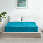 SLEEP ZONE Cooling Twin Mattress Topper for Single Bed, Premium Zoned Quilted Mattress Pad, Fitted Mattress Protector Cover, Machine Wash Durable, Deep Pocket 8-21 inch, Teal, Twin