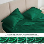 Love's cabin Satin King Sheet Sets - 4 Piece Dark Green Silky Sheets King Size Bed with Deep Pocket, Luxury Silk Feel King Size Satin Sheet Set (1 Flat Sheet,1 Fitted Sheet,2 Pillow Cases)