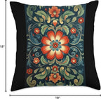 Traditional Norwegian Rosemaling Folk Art Throw Pillow